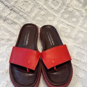 Donald J. Pliner Red Leather Slide Sandals size 8.5